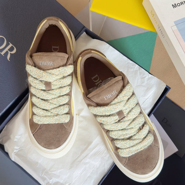 CD B33 Sneaker 40mm Marrone Giallo Monogramma Scamosciato