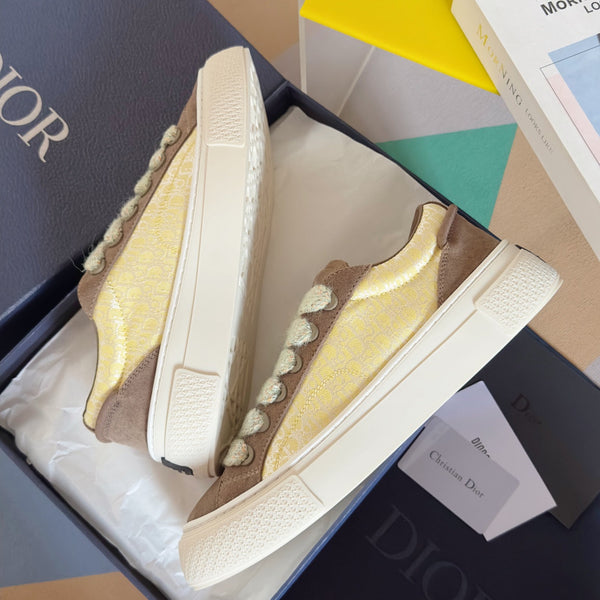 CD B33 Sneaker 40mm Marrone Giallo Monogramma Scamosciato