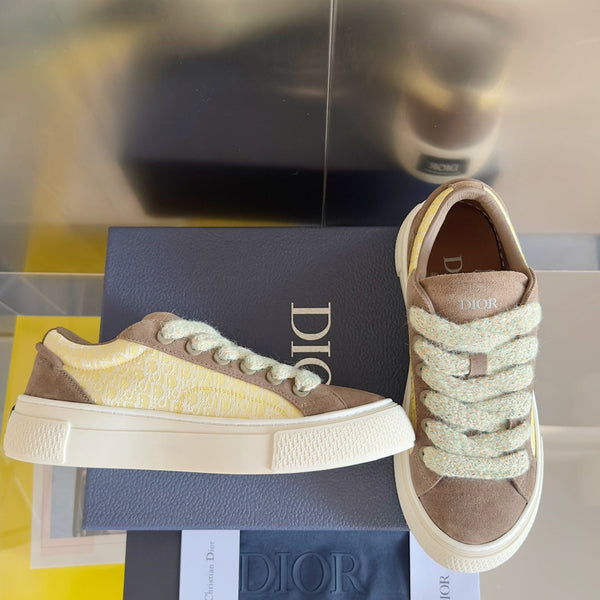 CD B33 Sneaker 40mm Marrone Giallo Monogramma Scamosciato