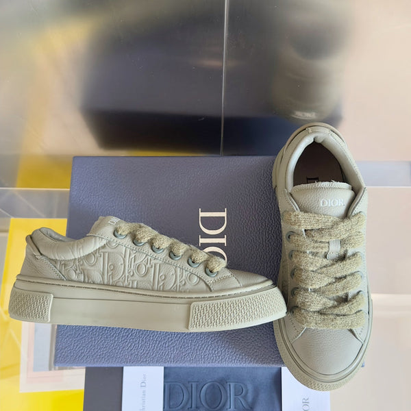 CD B33 Sneaker 40mm Monogramma Verde Cachi Pelle di Vacchetta