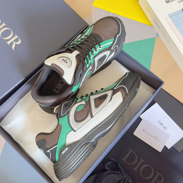 CD B30 Sneaker 35mm Brown Green Mix Grey White Polyester Mesh Fabric And Calfskin