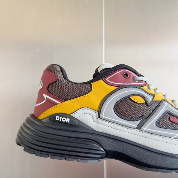 CD B30 Sneaker 35mm Brown Red Mix Yellow White Polyester Mesh Fabric And Calfskin