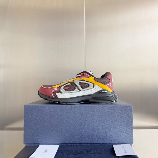 CD B30 Sneaker 35mm Brown Red Mix Yellow White Polyester Mesh Fabric And Calfskin