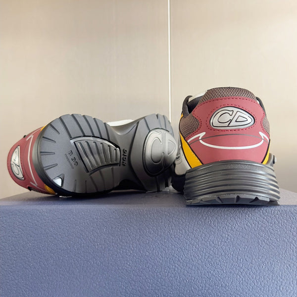 CD B30 Sneaker 35mm Brown Red Mix Yellow White Polyester Mesh Fabric And Calfskin