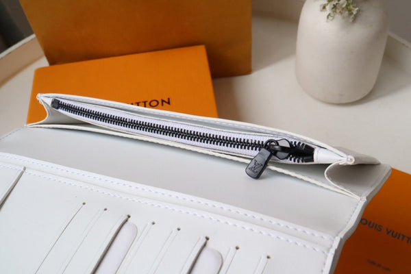 LV Brazza Wallet White Black Monogram Cowhide 248062
