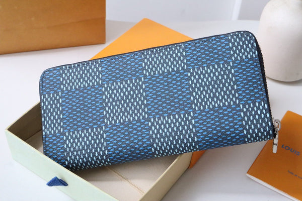 LV Zippy Wallet Vertical Blue Damier Heritage Canvas 217110