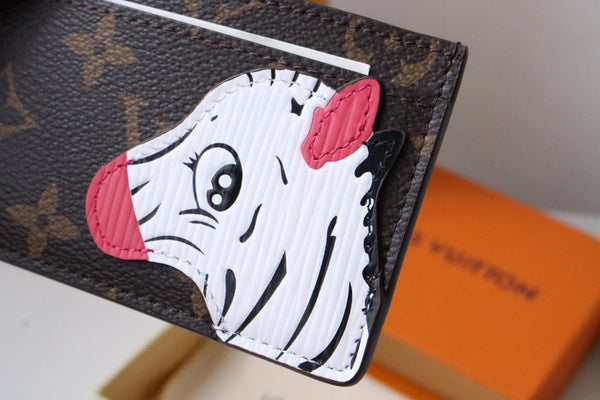 Porta carte di credito LV x SY Horse in tela monogramma marrone verde 204656