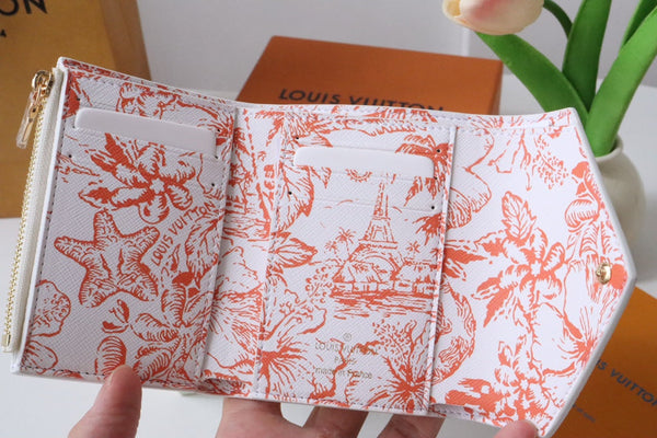 Portafoglio LV By the Pool Victorine in tela monocolore rosa con stampa a piastrelle 204713