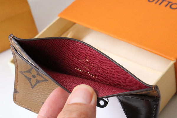 LV x SY Dog Card Holder Brown Red Monogram Canvas 204658