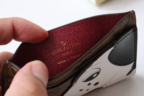 LV x SY Dog Card Holder Brown Red Monogram Canvas 204658
