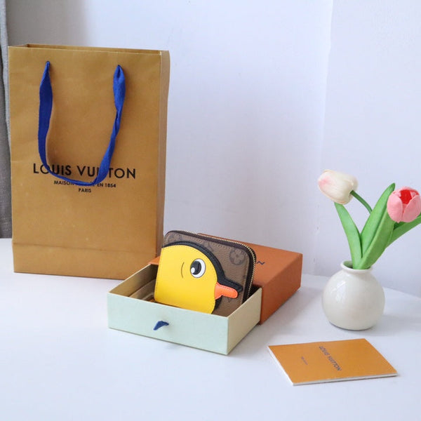 LV x SY Yellow Duck Zippy Coin Purse Brown Blue Monogram Canvas 204664