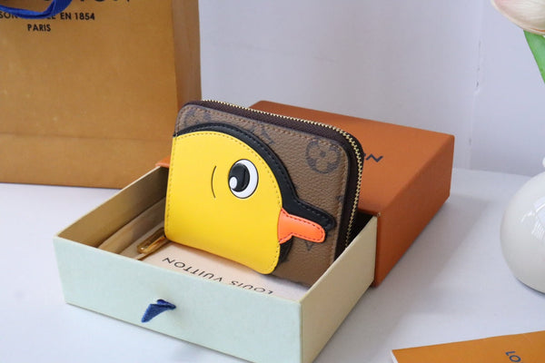 LV x SY Yellow Duck Zippy Coin Purse Brown Blue Monogram Canvas 204664