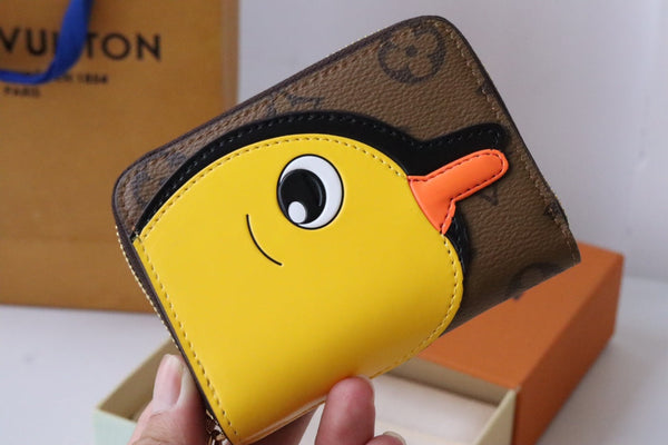 LV x SY Yellow Duck Zippy Coin Purse Brown Blue Monogram Canvas 204664