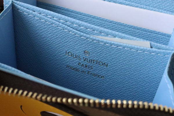 LV x SY Yellow Duck Zippy Coin Purse Brown Blue Monogram Canvas 204664