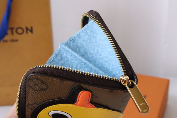 LV x SY Yellow Duck Zippy Coin Purse Brown Blue Monogram Canvas 204664
