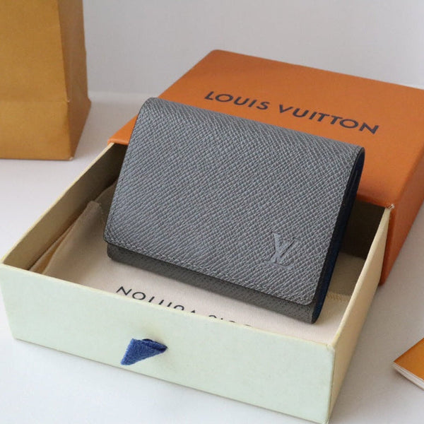 LV M11583 Business Card Holder Gray Blue Cowhile 224135