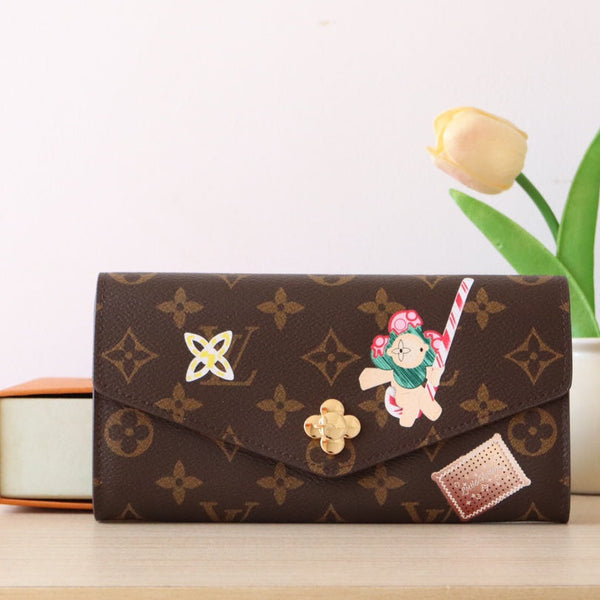 LV M12207 Sarah Wallet Candy Red Monogram Canvas 224256