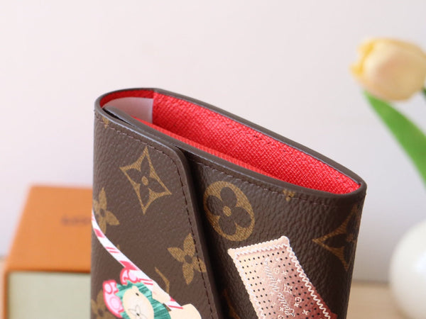LV M12207 Sarah Wallet Candy Red Monogram Canvas 224256