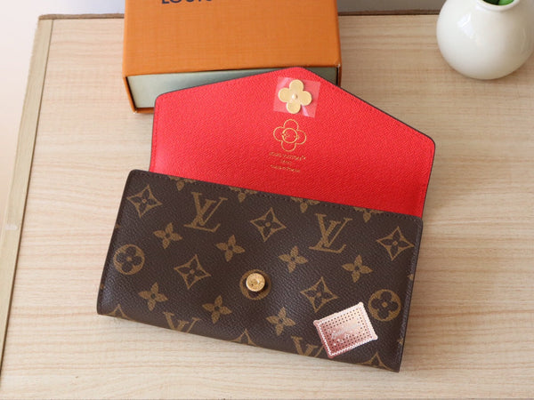 LV M12207 Sarah Wallet Candy Red Monogram Canvas 224256