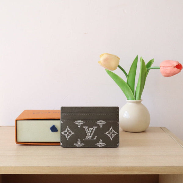 LV Double Card Holder Anthracite Grey Monogram Cowhide 224280