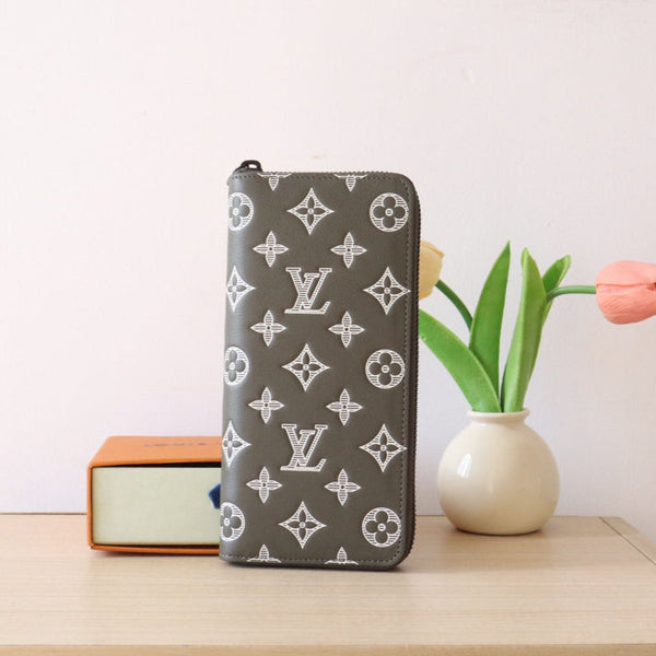 LV M12504 Zipper Wallet Anthracite Grey Monogram Cowhide 224285