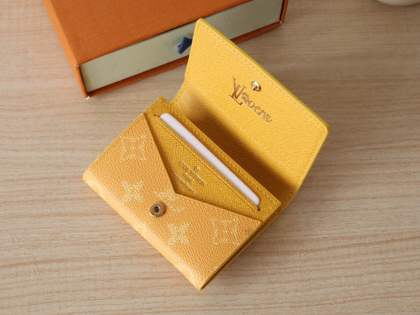 LV Envelope Business Card Holder Yellow Monogram Heritage Canvas 224170