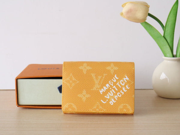 LV Envelope Business Card Holder Yellow Monogram Heritage Canvas 224170