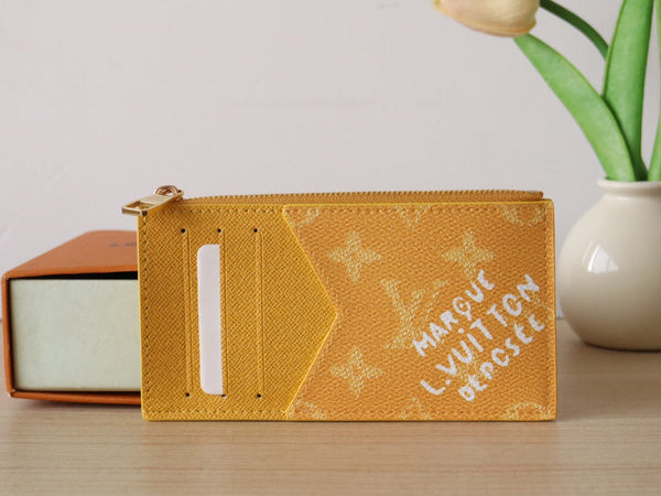 LV Coin Card Holder Yellow Monogram Heritage Canvas 224159