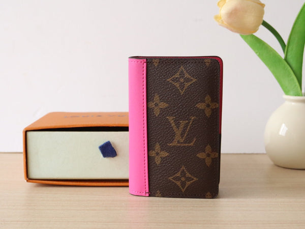 LV Pocket Card Holder Wallet Pink Monogram Canvas & Cowhide 224112