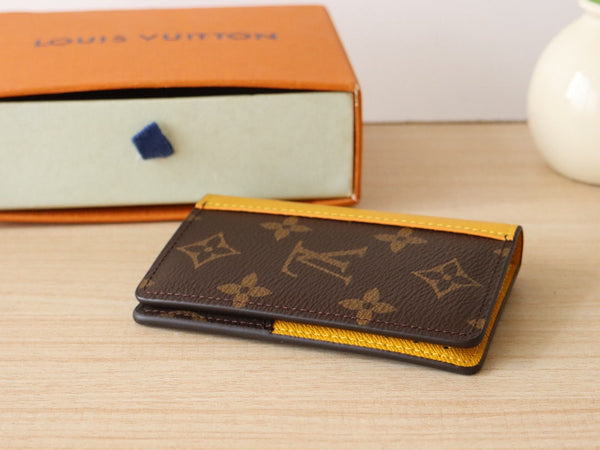 LV Pocket Card Holder Wallet Yellow Monogram Canvas & Cowhide 224113