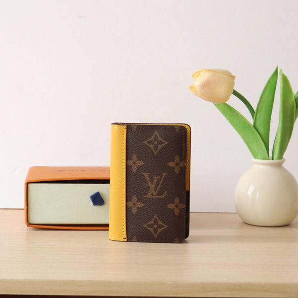 LV Pocket Card Holder Wallet Yellow Monogram Canvas & Cowhide 224113