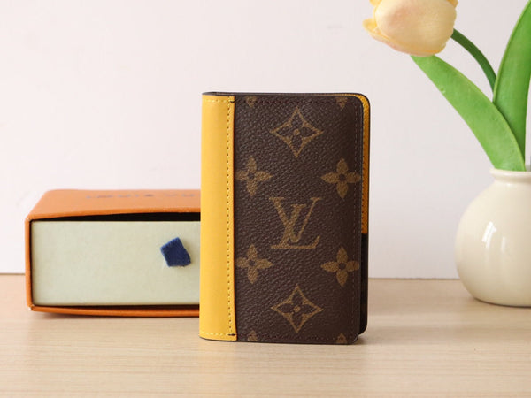 LV Pocket Card Holder Wallet Yellow Monogram Canvas & Cowhide 224113