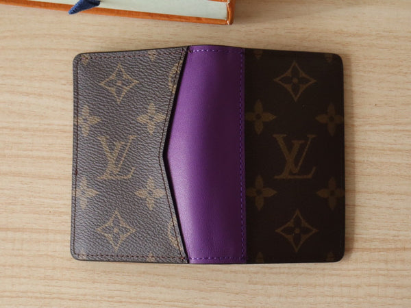 LV Pocket Card Holder Wallet Purple Monogram Canvas & Cowhide 224114