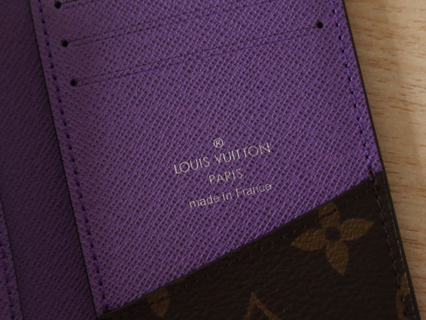 LV Pocket Card Holder Wallet Purple Monogram Canvas & Cowhide 224114