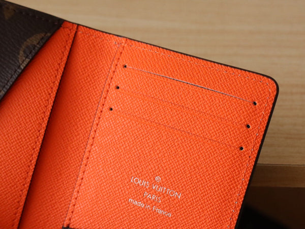 LV Pocket Card Holder Wallet Orange Monogram Canvas & Cowhide 224115