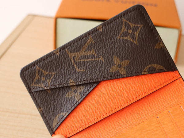 LV Pocket Card Holder Wallet Orange Monogram Canvas & Cowhide 224115