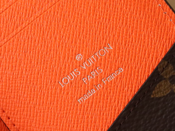 LV Pocket Card Holder Wallet Orange Monogram Canvas & Cowhide 224115