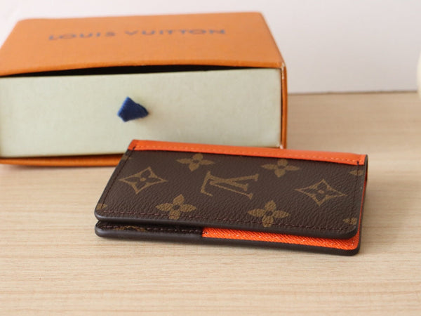 LV Pocket Card Holder Wallet Orange Monogram Canvas & Cowhide 224115