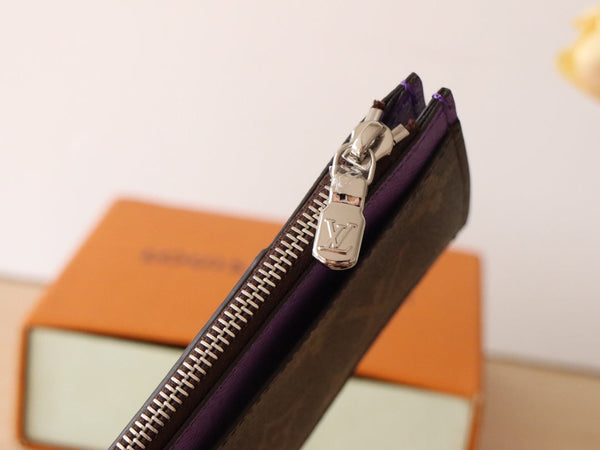 LV Zipper Card Holder Purple Monogram Canvas & Calfskin 224124