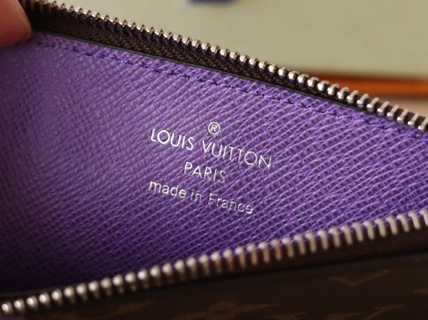 LV Zipper Card Holder Purple Monogram Canvas & Calfskin 224124