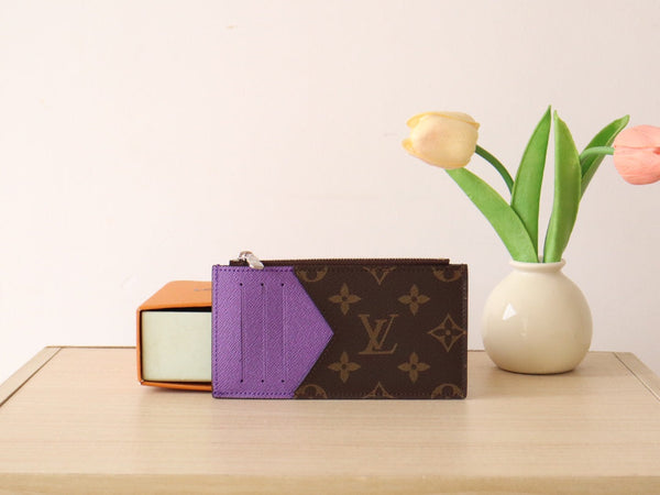 LV Zipper Card Holder Purple Monogram Canvas & Calfskin 224124