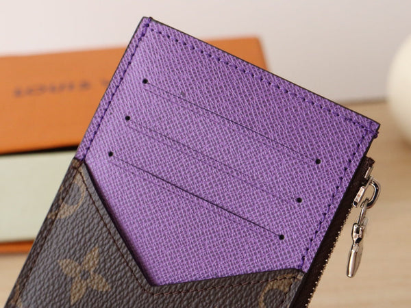 LV Zipper Card Holder Purple Monogram Canvas & Calfskin 224124