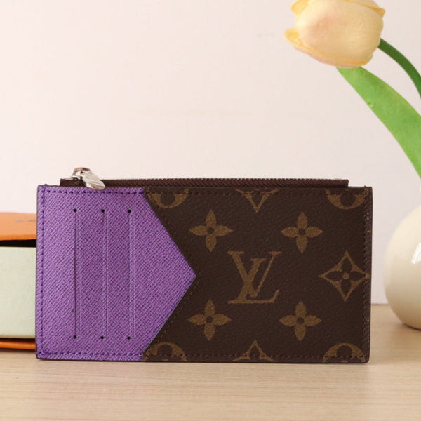 LV Zipper Card Holder Purple Monogram Canvas & Calfskin 224124
