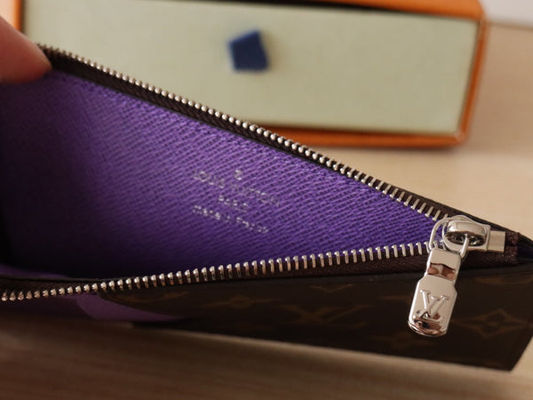 LV Zipper Card Holder Purple Monogram Canvas & Calfskin 224124