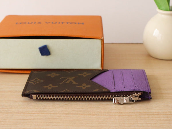 LV Zipper Card Holder Purple Monogram Canvas & Calfskin 224124