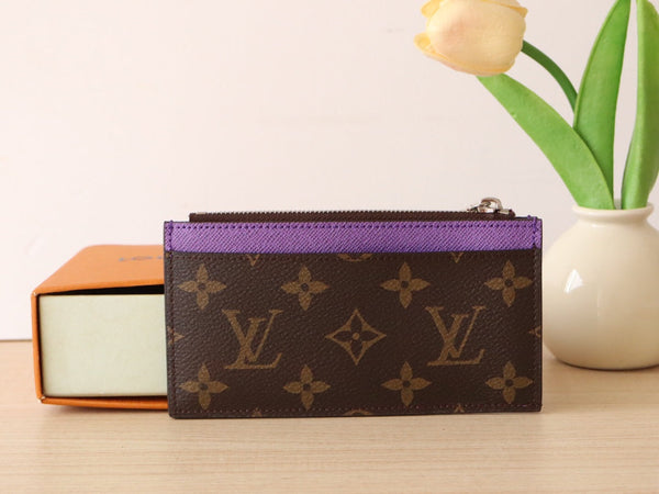 LV Zipper Card Holder Purple Monogram Canvas & Calfskin 224124