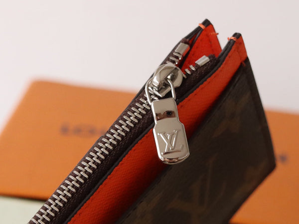 LV Zipper Card Holder Orange Monogram Canvas & Calfskin 224125