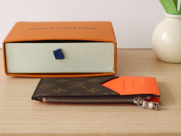 LV Zipper Card Holder Orange Monogram Canvas & Calfskin 224125