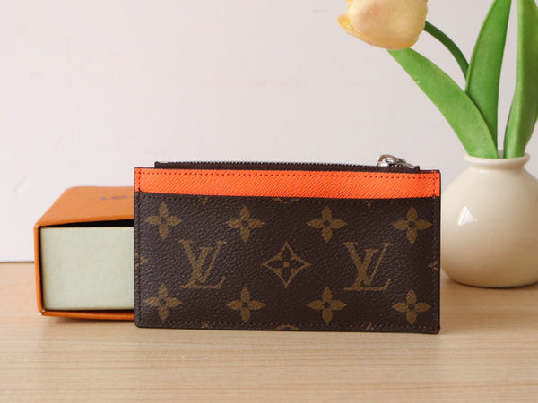 LV Zipper Card Holder Orange Monogram Canvas & Calfskin 224125