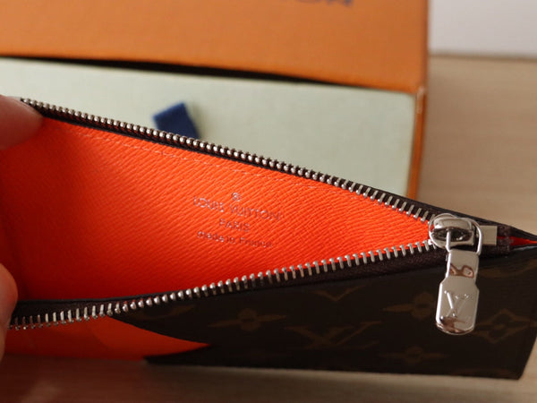 LV Zipper Card Holder Orange Monogram Canvas & Calfskin 224125